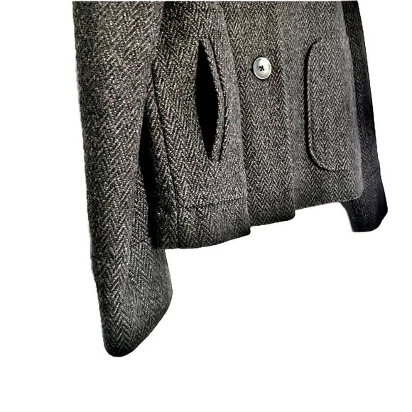 Banana Republic Military Style Cropped Jacket Gray Herringbone Mock Collar  EUC - Picture 13 of 15
